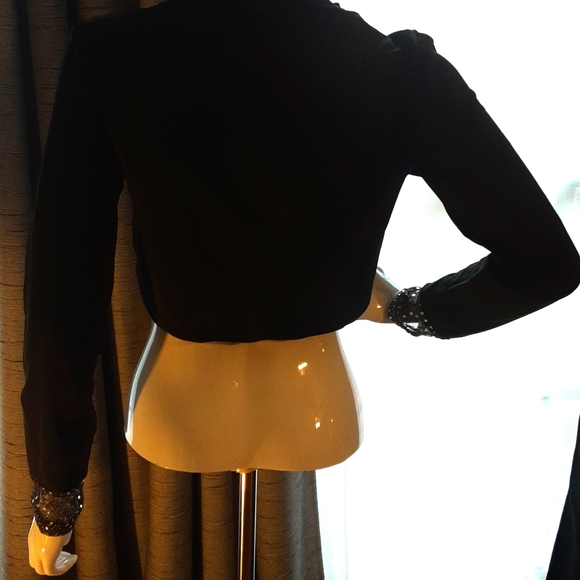 Sequined patchwork black pant set - Picture 5 of 7